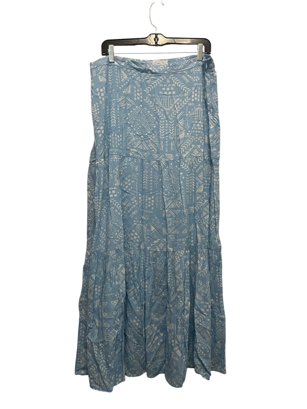 Cotton Club Womens XL Blue White Tiered Boho Prairie Cottagecore Maxi Skirt